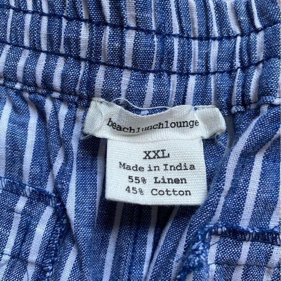 Beachlunchlounge Margot Linen Cotton Striped Crop Pants NEW Size XXL - Picture 7 of 7